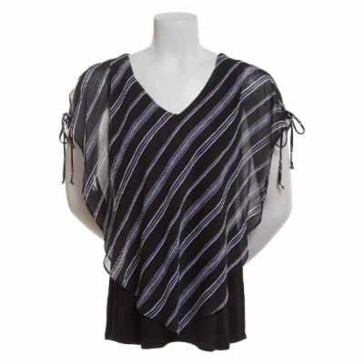 BCX Juniors Striped Split-Sleeve Popover Top Pat E Size Small - Bellso